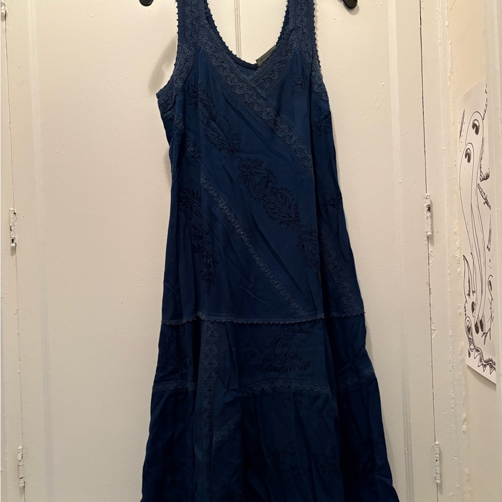 Holy Clothing navy blue midi dress in Medium